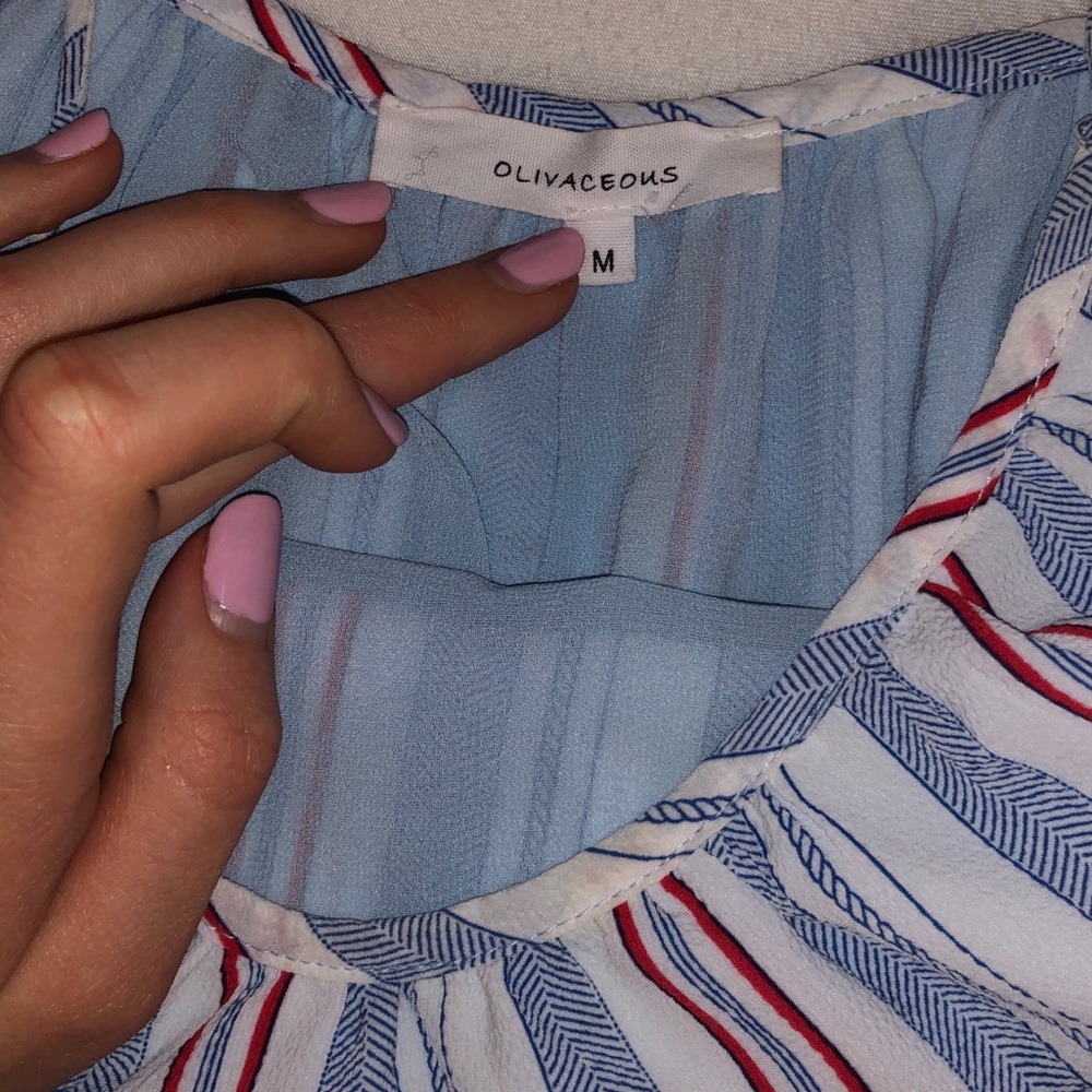 Olivaceous Striped Red, White, and Blue Dress - Picture 3 of 3